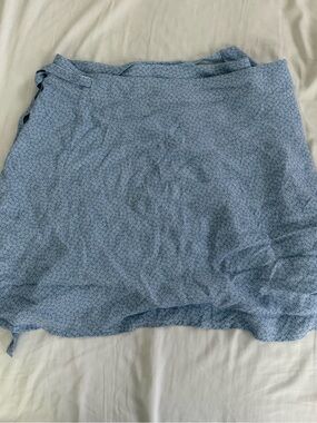 Brandy Melville Light Blue Floral Wrap Midi Skirt